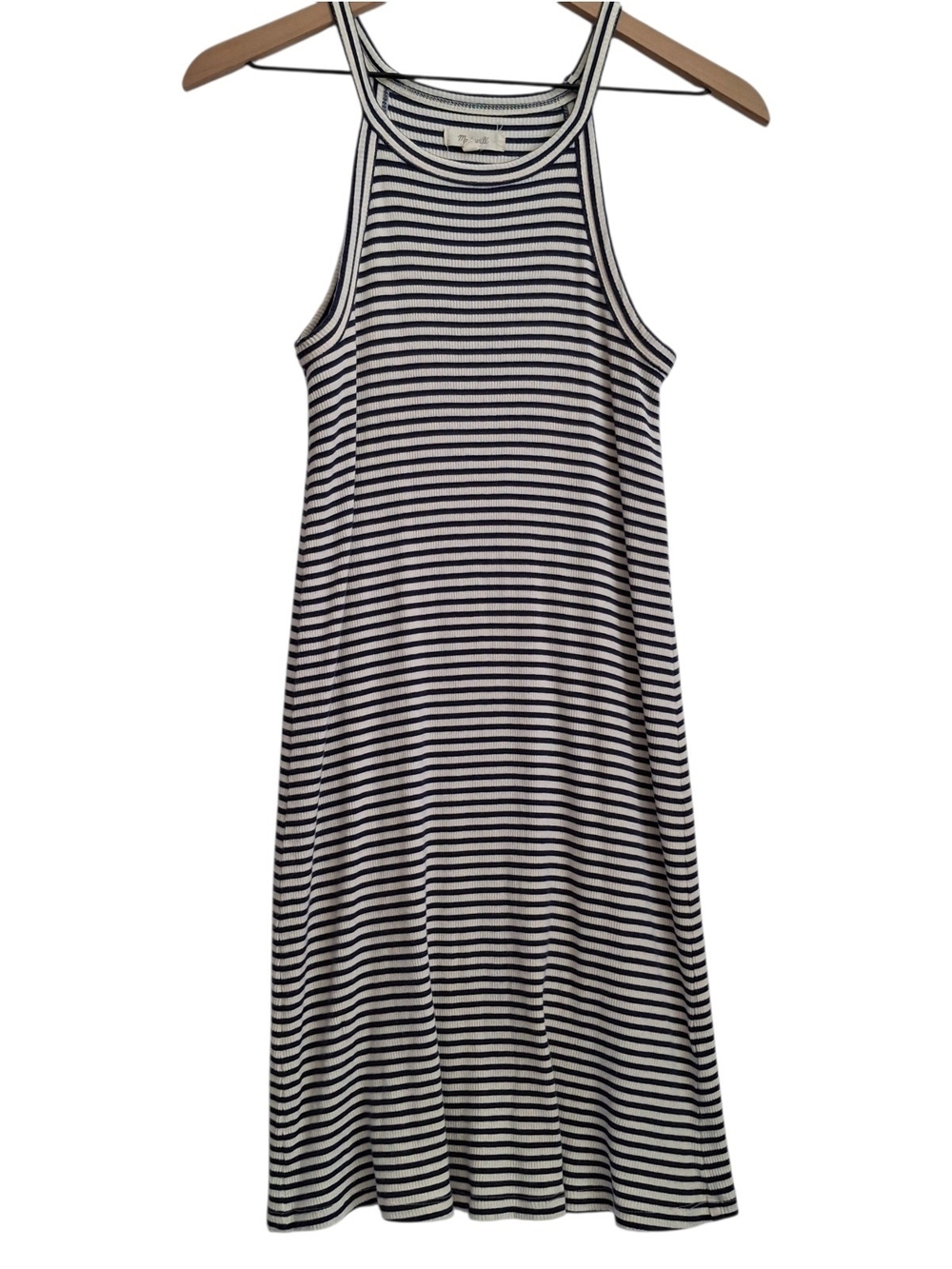 Madewell Striped Tank Stretch Knit Midi Dress - Navy & Cream -  Sz XS